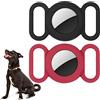 WALLFID Airtag Collare per cani, custodia in silicone per GPS Tracking Finder, custodia protettiva compatibile con Apple Airtag, collare per cani e gatti, accessori per animali domestici(nero-rosso)