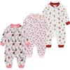 MAMIMAKA Pigiama unisex per neonato, in cotone, con cerniera a 2 vie, per dormire e giocare, confezione da 3 - 24 mesi, Footless-3-animal/Dente di leone/Cervo, 1 mese