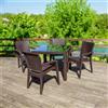 garneroarredamenti Set tavolo da giardino esterno dehors 90x90cm + 4 sedie effetto rattan marrone Solas