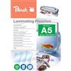 Peach Pellicole plastificatrici A5-80 mic - 125 pouches - Lucide - Qualità premium per i migliori risultati di laminazione - Compatibile con dispositivi di tutte le marche - PP580-03P