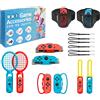 JoyHood 10 in 1 Switch Kit di Accessori per Switch/Switch OLED, Bundle di Accessori per Giochi Sportivi per Controller Joy-Con, Family Party Pack Set di Accessori Sportivi