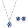 immobird Collana Orecchini Donna Set in Argento Sterling 925 di Rosa Fiore Ciondolo con Pietra Portafortuna Blu 5A-Zirconi Per Festival Regalo
