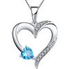 YL Collana cuore Argento 925 tagliato Marzo Pietra portafortuna Acquamarina Collana con Ciondolo a Doppio Cuore per Donna, 45-48 cm