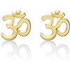 Diamond Treats Piccoli Orecchini Oro Donna a Forma di OM in Argento 925, Orecchini Dorati OM per Donne, Ragazze e Bambine, Eleganti Orecchini Donna Oro con Confezione Regalo