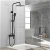 kisimixer Colonna Doccia con Miscelatore Nero, Sistemi Doccia con Soffione Pioggia 8 Pollici, Flessibile Doccia 150cm, 3 Doccetta a Spruzzo, Saliscendi Doccia Regolabile Acciaio Inox 80-120cm