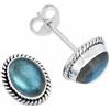 mantraroma orecchini a bottone in argento 925 con labradorite verde e blu, orecchini con pietre preziose in vero argento sterling da donna, regalo
