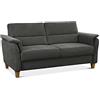 CAVADORE Divano a 3 posti in stile rustico, con anima in piuma, 179 x 89 x 89 cm, in microfibra, colore: rosso