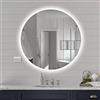 Inbagno Specchio da Parete Tondo 70 cm retroilluminato, Effetto a Cornice con LED a Luce Fredda, a Filo Lucido con Spessore 0.5