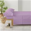 Degrees home Premium - Set Lenzuola Una Piazza e Mezza 135x190 3 Pezzi - Lenzuolo con Angoli, Piatto, 1 Federa 135x45, Lilla