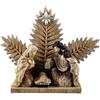 DRW Mistero 1 Pezzo Nascita Portale Foglia di Palma tonalità Marrone in Resina Dipinta a Mano 17x4x14 cm