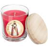 DRW Candela Vergine della Candelaria rossa vaso di vetro con coperchio in scatola con storia 7x7x8.5 cm