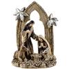 DRW Mistero 1 pezzo Nascita con Portale Stile Classico Crema e Argento in Resina Dipinta a Mano 9x8x13 cm