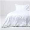 HOMESCAPES Biancheria da letto in lino lavato con copripiumino 135 x 200 cm e federa 50 x 75 cm, colore: Bianco