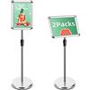 Mutualsign A4 Supporto Espositore Regolabile Poster Supporto da Pavimento Segno Avviso del Supporto, Il Porta Poster in Alluminio può Sostituire Rapidamente i Poster（Argento，2pcs）