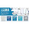 Aladine - Kit 5 inchiostratori a colori smerigliati - Inchiostri per timbri - Blu, Bianco, Argento - Per Inviti personalizzati, Regali, Menu, Etichette, Bullet Journal - Izink - Natale inverno - 03930