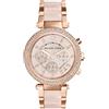 Michael Kors Parker orologio al quarzo cronografo con cinturino in acciaio color oro rosa cinturino con maglie centrali in acetato blush da donna MK5896