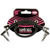 Ernie Ball, Cavo patch piatto con jack stereo a pipa, lunghezza 30,4 cm, Confezione da 2, Nero