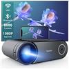 Toperson Videoproiettore, Proiettore HD Dolby WiFi Bluetooth, 8000 Lumens, nativo 1080P, domestico, Toperson, Home Cinema Portatile per iOS/Android/TV Stick/PC/PS4/PS5 (metallic)