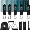 Retrospec Set di fasce di resistenza per allenamento (5 pezzi) con maniglie, ancoraggio per porta, borsa per il trasporto, per donne e uomini, colore: frullato