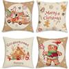 Bonhause Federe per Cuscini Natale Pan di Zenzero 45 x 45 cm Copricuscini Decorativi Camion Panetteria Natale Poliestere Biancheria Federa per Cuscino Casa Vacanze Decorazione Set di 4