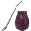 Gaucho Bruno Tazza di Ceramica Yerba Mate con Cannuccia Riutilizzabile di Acciaio Inox - Anti Derapante e Facile da Pulire - Kit da Viaggio o Uso a Casa - 400ml - Viola
