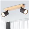 ANWIO Faretti da Soffitto Orientabili,Faretti da Muro,Lampada Soffitto con 2 Lampadine LED GU10 di Vetro,Applique da Parete,Base di Legno, Adatto per Negozio,Bar,Vetrina,Cucina (Lampadine Incluse)