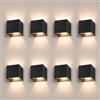 ledmo 8 Pezzi Applique LED per Interni ed Esterni 12W 3000K Nero Opaco IP65 | Fascio su/giù regolabile 0°-120° per effetti personalizzati; lampada LED da parete per interni, esterni, ingressi e balconi