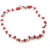 Spadarella Gioielli Spadarella spadino bracciale con pepite in argento 925 di diametro 5 mm e cotone nautico rosso.Fatto a mano.Unisex.Lunghezza 17cm.
