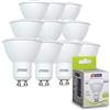 E-QUICKLY - Lampadina LED, attacco GU10, 7W (Equivalenti a 50W), 630 Lumen, Luce bianca naturale 4000K, Massima efficienza e Risparmio Energetico, forma GU10 faretto - Pacco da 10 PZ