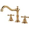 ZPSPZ Miscelatore Lavabo Bagno 3 Fori, Rubinetto Tre Fori Doppia Maniglia Split, Acqua Fredda e Calda, Ottone Rubinetteria - Oro