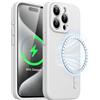 JETech Cover Magnetica Silicone per iPhone 15 Pro 6,1 Pollici, Compatibile con MagSafe, Custodia Telefono con Protezione Fotocamera Completa (Bianco)