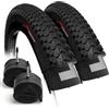 Fincci Copertoni MTB 26 x 2.1 Pollici 57-559 Set Coppia Pieghevole Pneumatici bici 26 con 2x Cameras d Aria Valvola Interna Presta per Mountain Bike, Bici Corsa, Bicicletta Elettrica - Confezione da 2