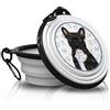 power gift Ciotola per cibo e acqua. Ciotola pieghevole e portatile con moschettone, ideale per viaggi ed escursioni. Una ciotola da viaggio pratica e unica per cani. (Bulldog Francese Nero)