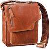 STILORD 'Pete' Borsello uomo in vera pelle Borsa a tracolla piccola per Tablet da 8.4 pollici stile vintage Messenger in cuoio, Colore:cognac lucente