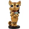 DRW Figura Bastet per bambini Dea egiziana Gatto dorato in resina dipinta a mano 6x3x15 cm
