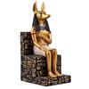 DRW Figura Anubis Dio Egiziano Seduto in Resina Dipinto a Mano 6x8x16 cm