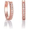 Namana Orecchini a Cerchio Piccoli in Oro Rosa per Donne e Ragazze, Orecchini a Cerchio Piccoli con Pietre Zirconi Bianche, Orecchini Oro Rosa per Donna 'Huggie', Gioielli Donna con Confeziona Regalo