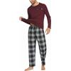 Ekouaer Pigiama Cotone da Uomo Set Lungo Comodo Lunghe e Pantaloni Pigiami Due Pezzi Caldo Casual da Uomo con Tasche di Natale Pigiama,Blu-3,XL