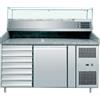 AMITEK Banco pizza 1 porta - 7 cassetti - Vetrina - cm 151 x 80 x 105 h
