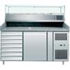 AMITEK Banco pizza 1 porta e 7 cassetti - Vetrina - cm 151 x 80 x 105 h