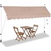 BAKAJI Tenda Sole Balcone Estensibile Parasole Avvolgibile Esterno con Gambe 300cm Beig