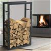 BAKAJI Portalegna Supporto Metallo Porta Legna Interno Legnaia Camino Stufa 100x60x25cm
