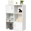 BAKAJI Mobile Libreria 6 Ripiani 2 Ante Scaffale in Legno MDF Design Moderno Bianco