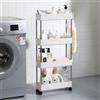 BAKAJI Carrello Carrellino Multiuso Mobile Spazi Stretti Portaoggetti 4 Ripiani Bianco