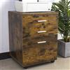 BAKAJI Cassettiera Scrivania Ufficio Legno MDF Mobiletto Stampante 3 Cassetti Anticato
