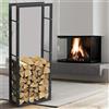 BAKAJI Portalegna Supporto Metallo Porta Legna Interno Legnaia Camino Stufa 150x60x25cm