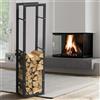BAKAJI Portalegna Supporto Metallo Porta Legna Interno Legnaia Camino Stufa 150x40x25cm