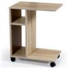 BAKAJI Tavolino da Caffe Porta Pc Laterale Divano Letto con Libreria e Ruote Quercia
