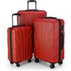 SUITLINE - Valigia media rigida leggera bagagli da stiva espandibile, 66 cm, 68 litri, Rosso