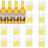 Molain Set di 16 Bicchieri in Miniatura per casa delle Bambole e Birra, Mini Tazze con Bottiglie di Birra, Modello Realistico per casa delle Bambole e Accessori per la casa delle Bambole Decorazione